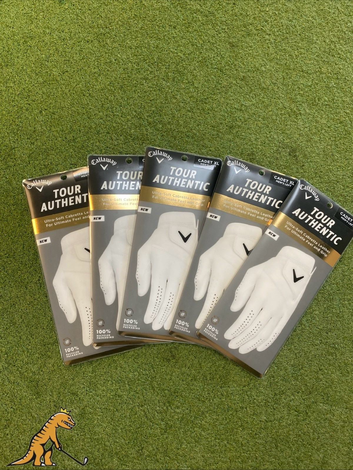 New Lot Of 5 Callaway Tour Authentic Golf Gloves Men’s LH Cadet XL White