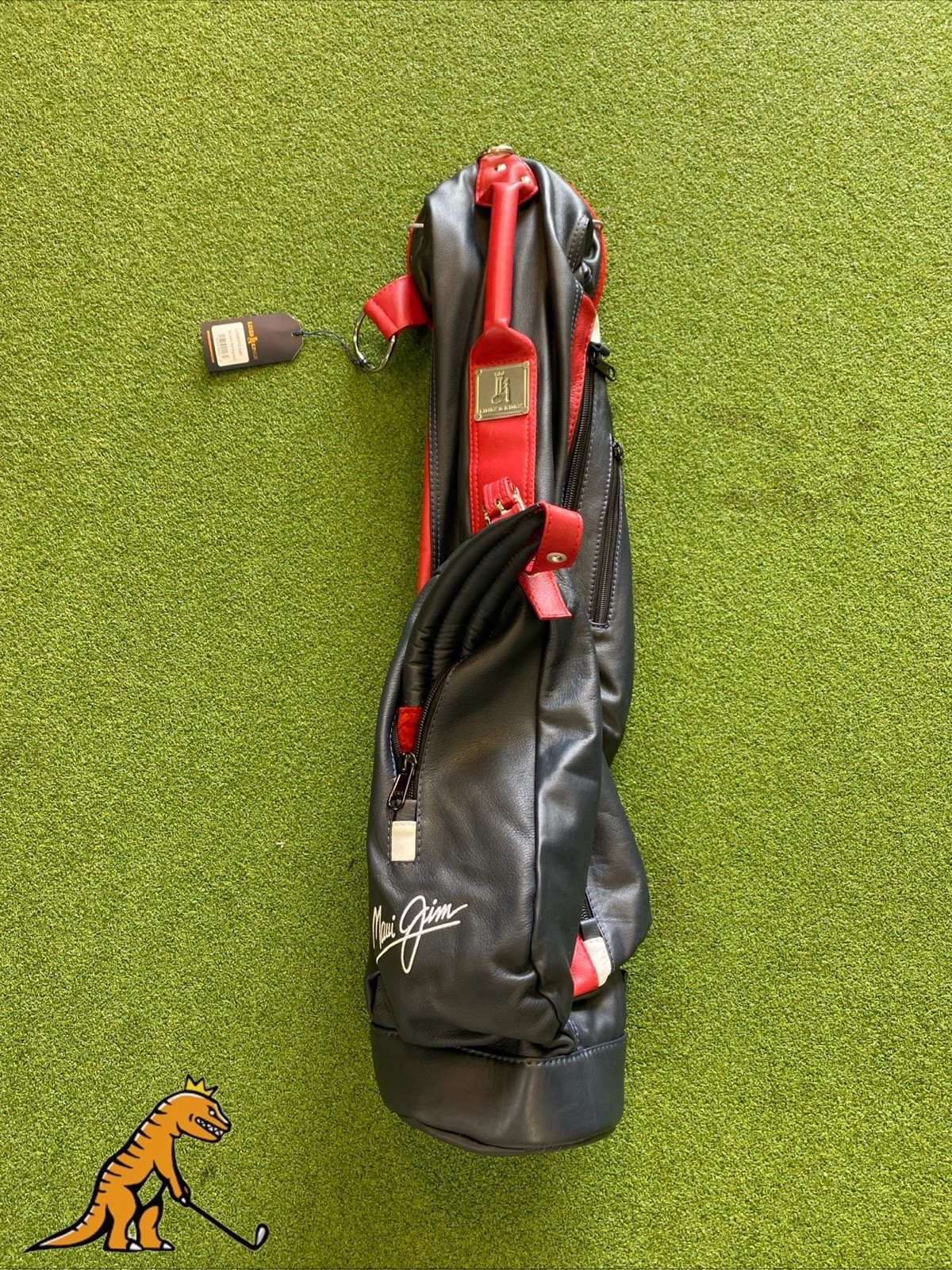 Links & Kings Sunday Blue/Red Leather Golf Bag Maui Jim The Links