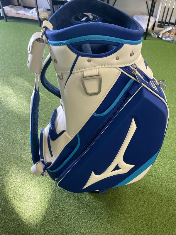 Mizuno Golf Tour Staff Stand Leather Bag Blue/White 6-Way