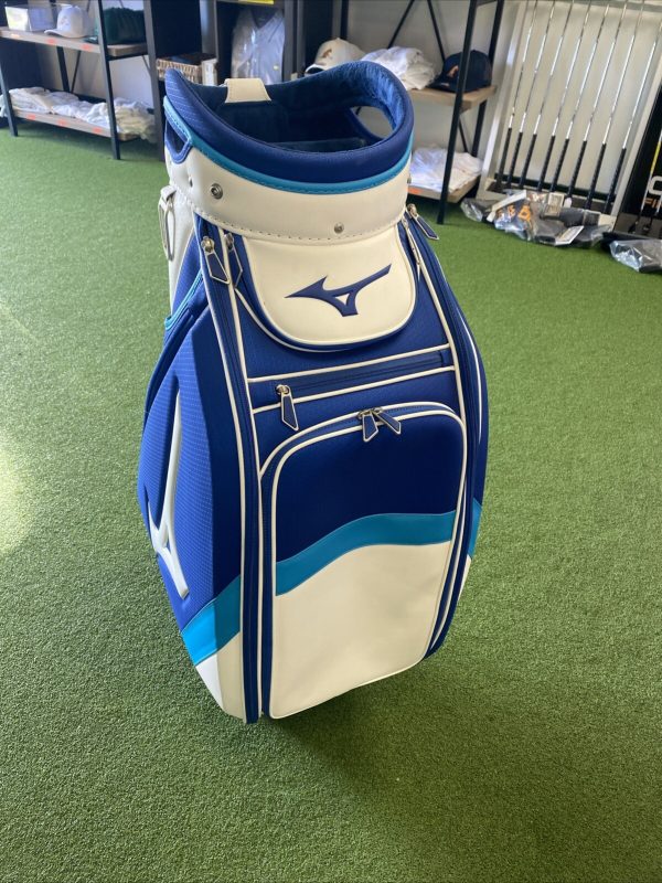 Mizuno Golf Tour Staff Stand Leather Bag Blue/White 6-Way