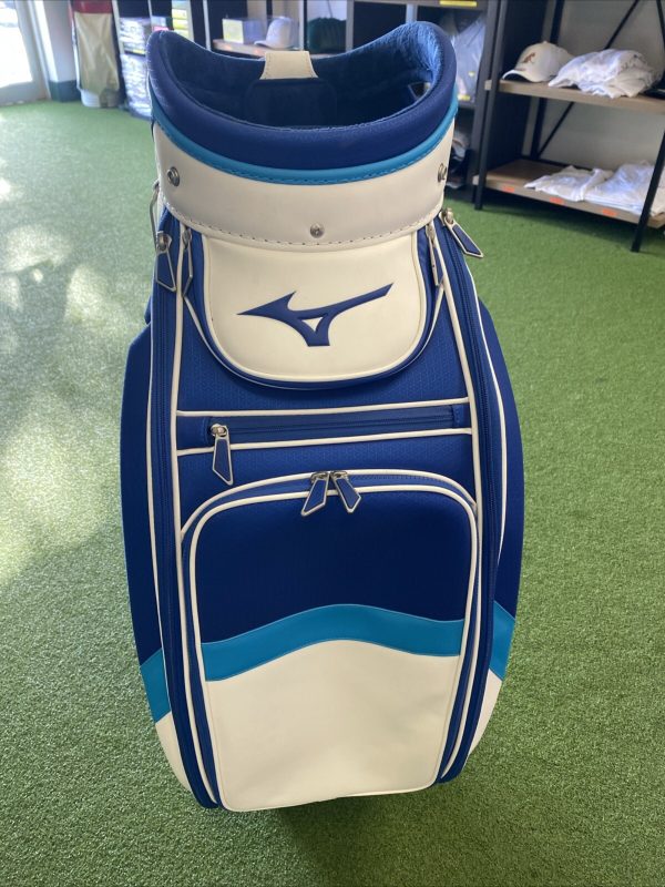 Mizuno Golf Tour Staff Stand Leather Bag Blue/White 6-Way