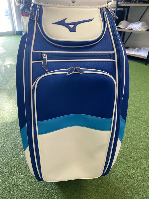Mizuno Golf Tour Staff Stand Leather Bag Blue/White 6-Way