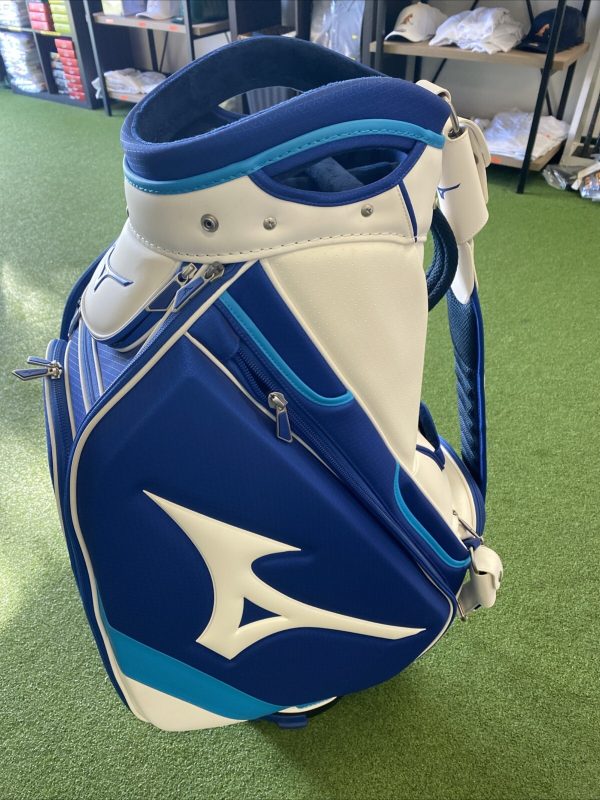 Mizuno Golf Tour Staff Stand Leather Bag Blue/White 6-Way
