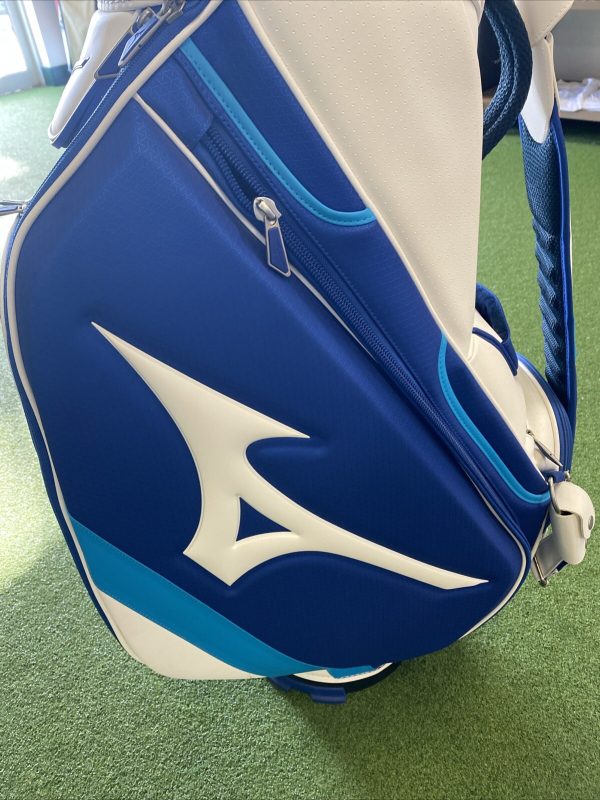 Mizuno Golf Tour Staff Stand Leather Bag Blue/White 6-Way