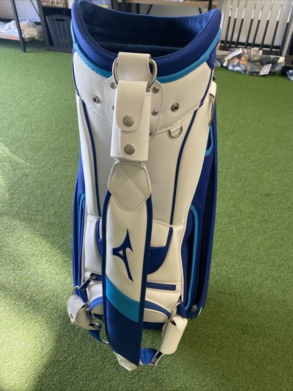 Mizuno Golf Tour Staff Stand Leather Bag Blue/White 6-Way