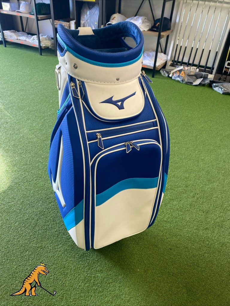 Mizuno Golf Tour Staff Stand Leather Bag Blue/White 6-Way