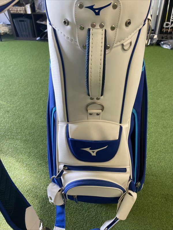 Mizuno Golf Tour Staff Stand Leather Bag Blue/White 6-Way