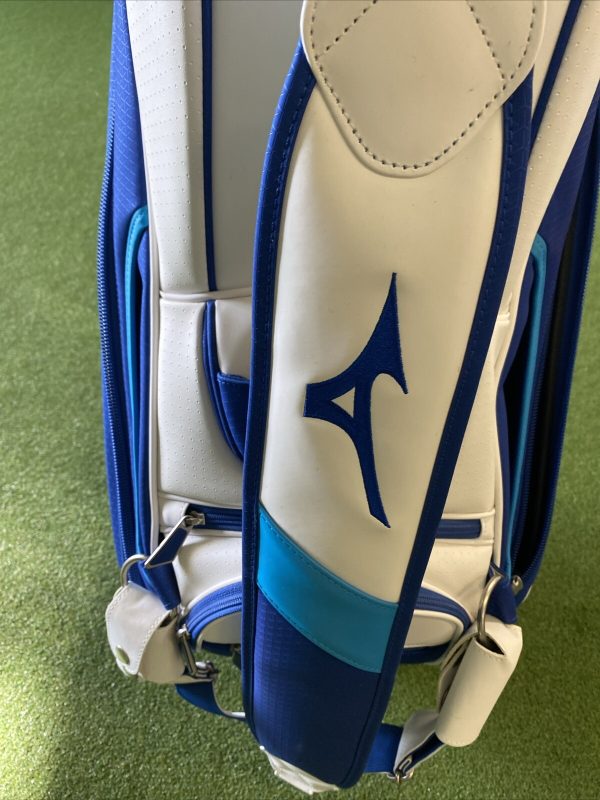 Mizuno Golf Tour Staff Stand Leather Bag Blue/White 6-Way