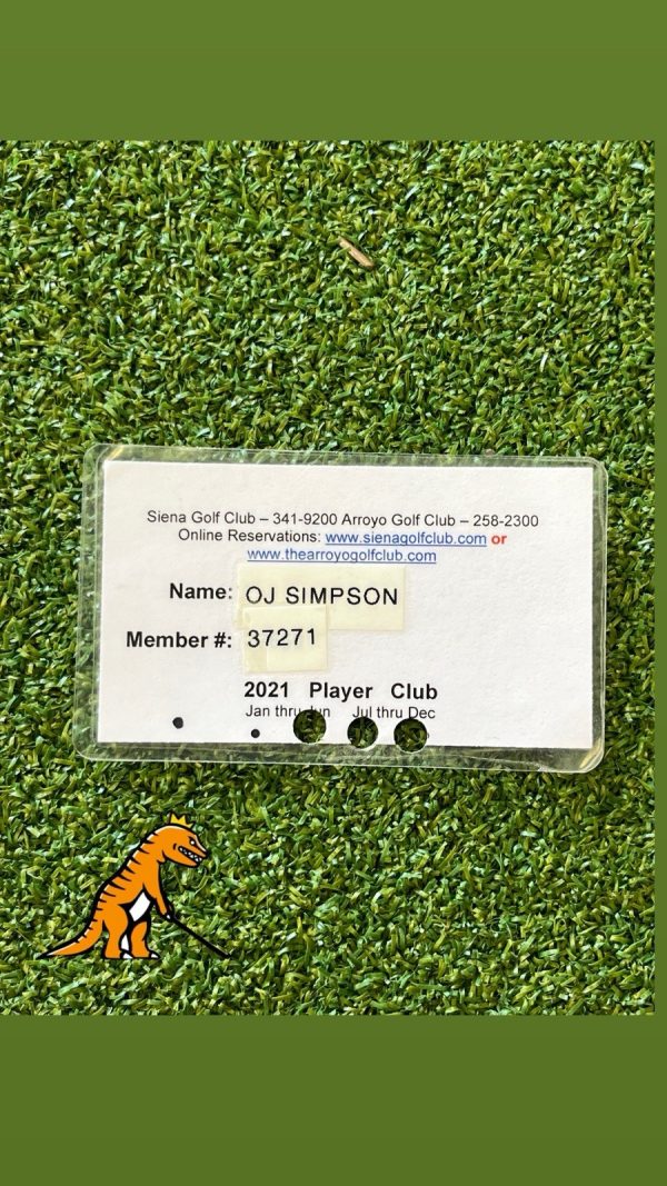 OJ Simpson’s Sienna Golf Club Membership Card 2021