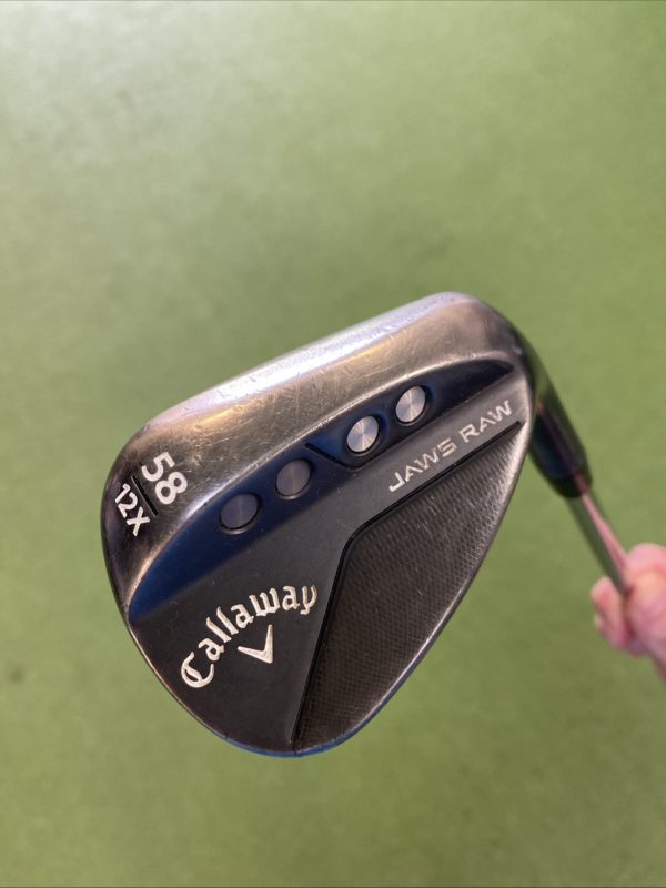 Used RH Callaway Jaws Raw Black 58.12* Lob Wedge Dynamic Gold Spinner Steel