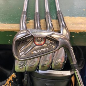 Used RH TaylorMade Burner 2.0 Black Iron Set 6-PW 85g Stiff Flex Steel
