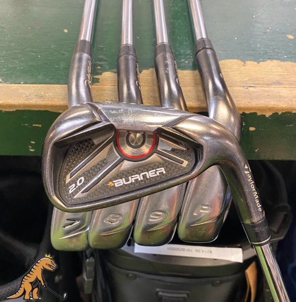 Used RH TaylorMade Burner 2.0 Black Iron Set 6-PW 85g Stiff Flex Steel
