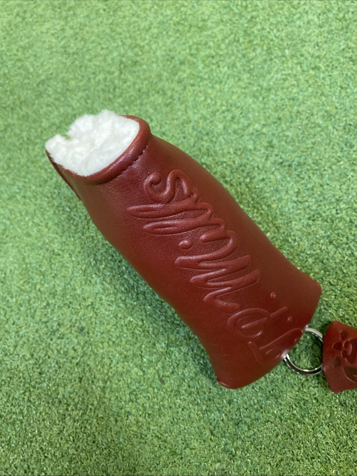 Rare TP Mills Leather Blade Putter Head Cover Red With Charm - Image 4